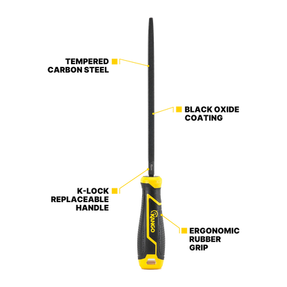 Kango 150mm Triangle Bastard Cut File, Tempered Carbon Steel, Ergonomic Grip, Rust-Resistant
