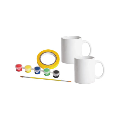 Boyle Crafty Creators Ceramic Mug Kit - Paint & Bake, 2 Mugs, 5 Paints, Indoor DIY Craft