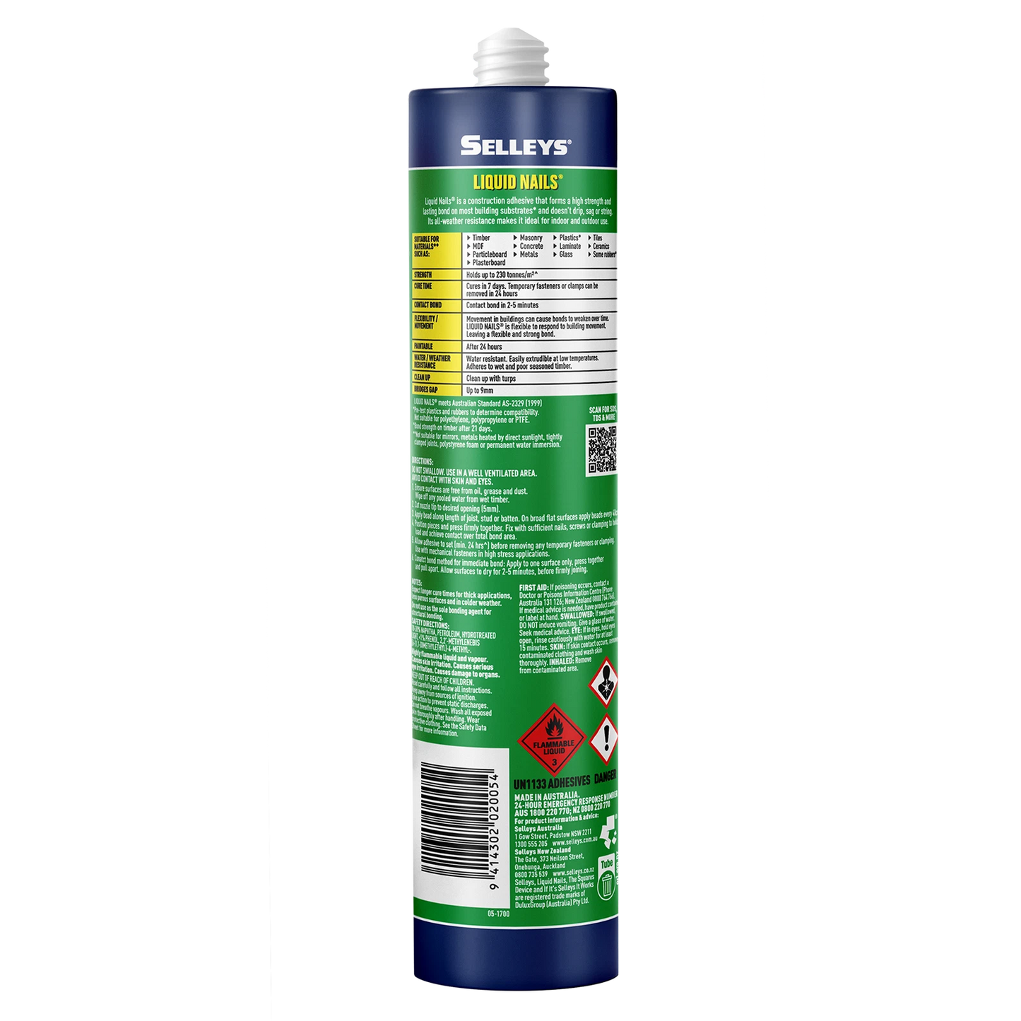 Selleys Liquid Nails 320g Construction Adhesive - High Strength, Less Mess, Indoor/Outdoor Use