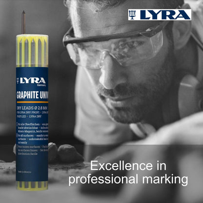 Lyra Carpenters Pencil with 12-Piece 2B Lead, Versatile Surface Marking, One-Handed Operation