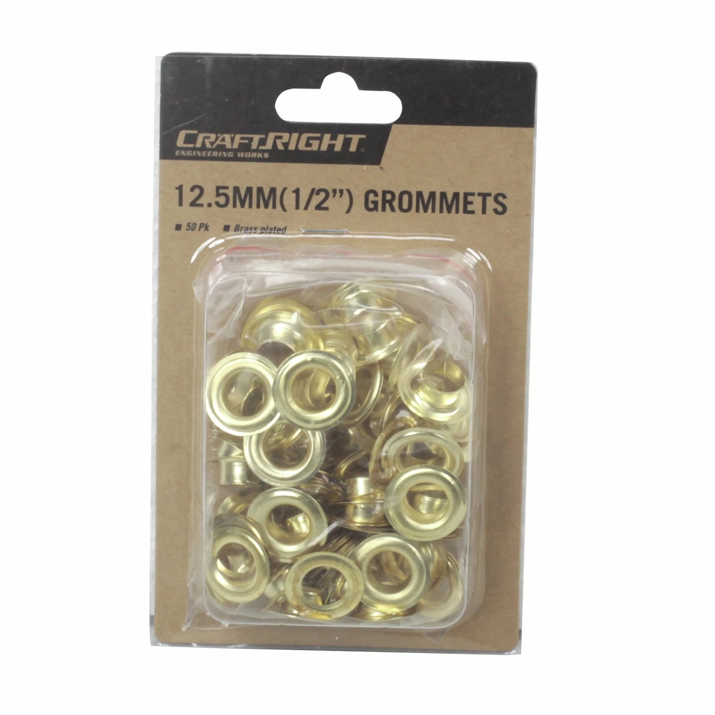 Craftright 12.5mm Brass Plated Grommets, 50 Pack - Easy Install, Corrosion Resistant