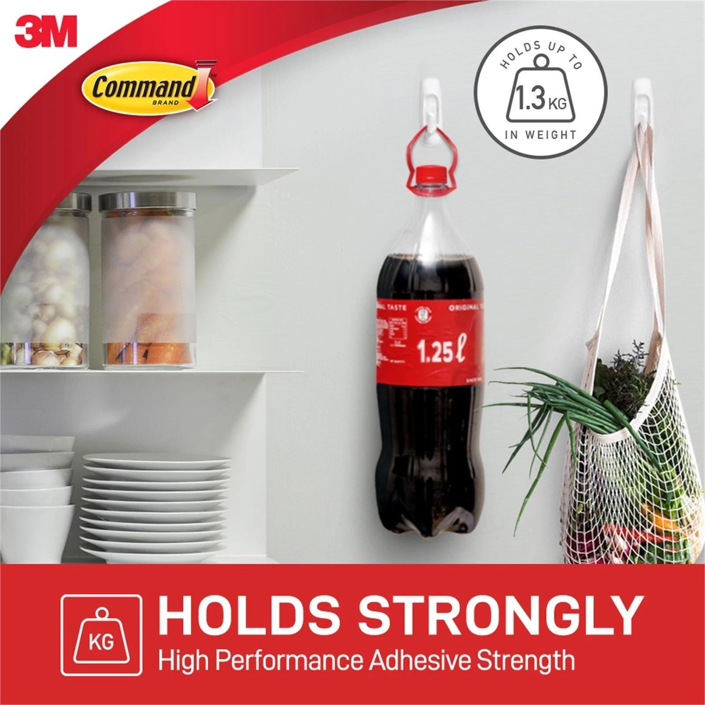 Command Medium White Adhesive Hooks 2 Pack, Damage-Free, 1.3kg Capacity, Reusable