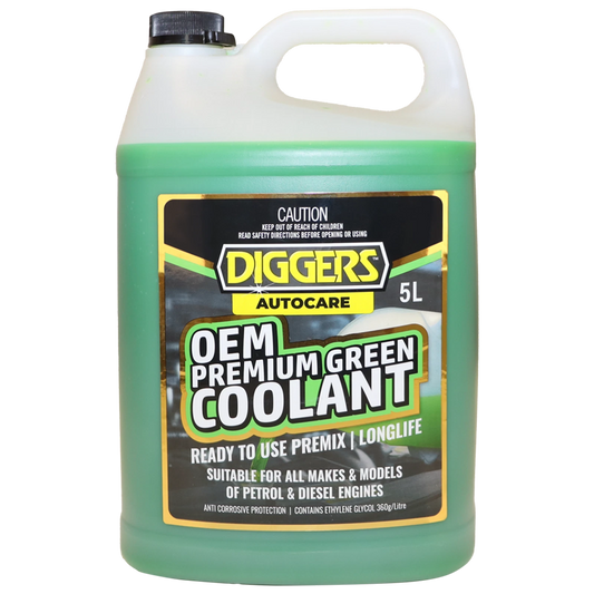 DIGGERS™ 5L OEM Premium Green Coolant - Universal, Long-lasting, Anti-corrosive Protection