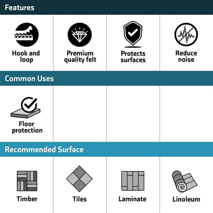 Surface Gard 19mm Beige Hook & Loop Felt Pads, Noise Reduction, Durable Adhesive, 16 Pieces