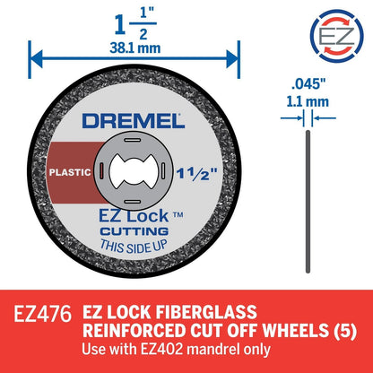 Dremel EZ Lock™ 38mm Plastic Cut Off Wheels 5 Pack - Fast Change, Durable, Reinforced