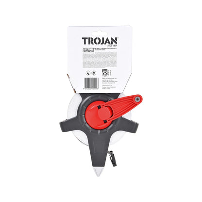 Trojan 30m Open Reel Tape Measure, Double-Sided Metric & Imperial, Fibreglass, Folding Hook
