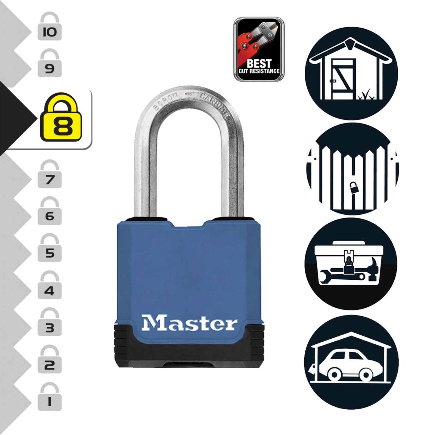 Master Lock 45mm Excell Weather-Resistant Padlock with Boron-Carbide Shackle & 4 Keys