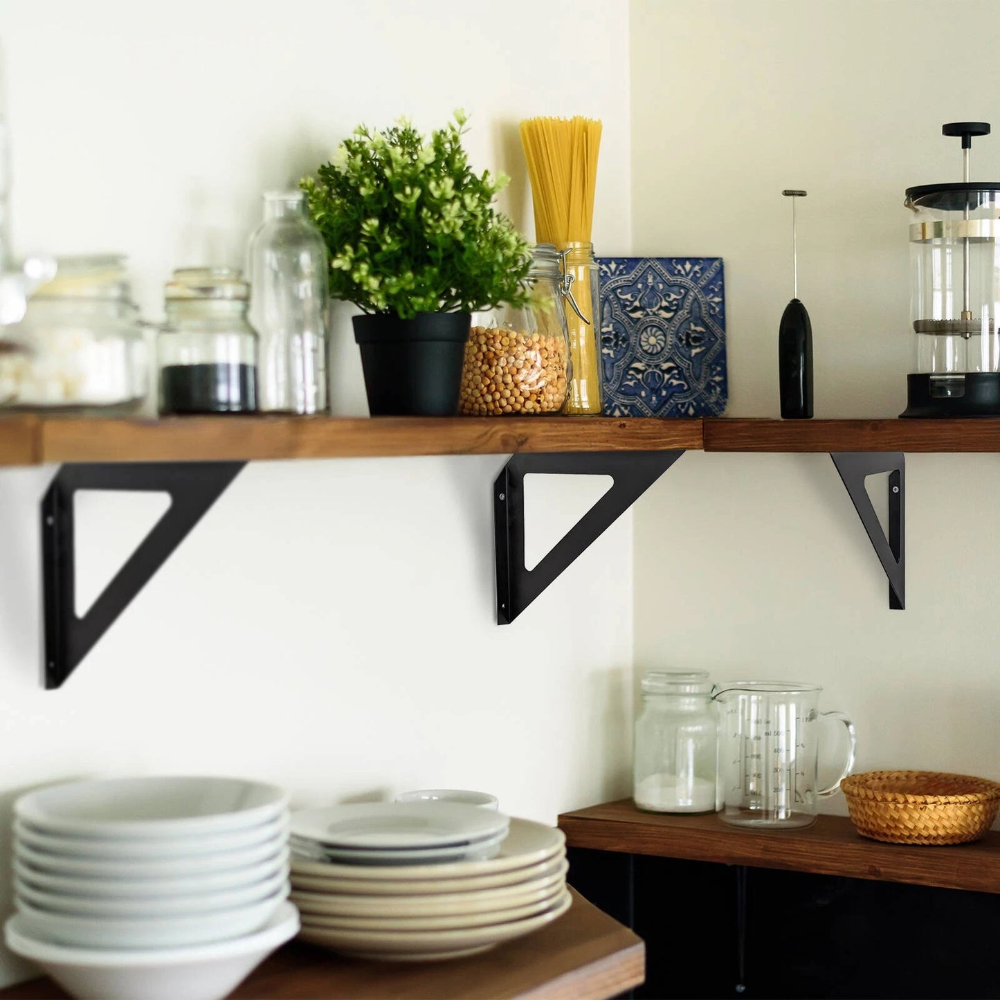 Carinya Black Triangle Stayed Bracket 240x240mm, 100kg Load, Indoor/Outdoor Use