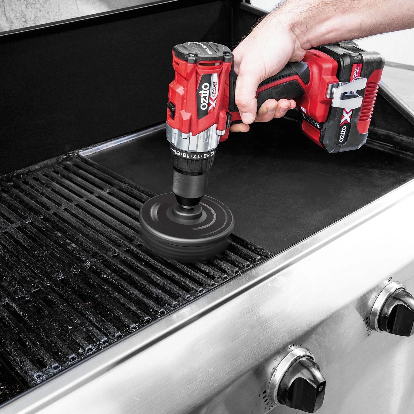 Ozito 16 Piece Drill Brush Set for Tiles, Grout, Tyres, Outdoor Furniture Cleaning