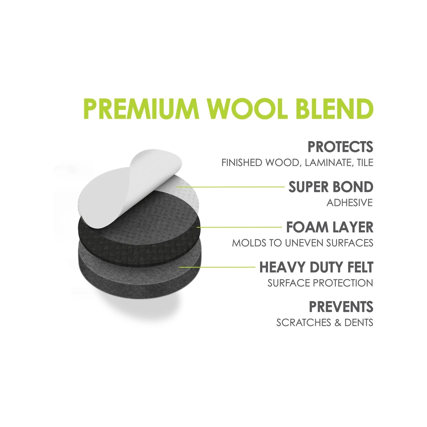 Slipstick 25mm Grey Premium Wool Felt Floor Protection Pads - 16 Pack