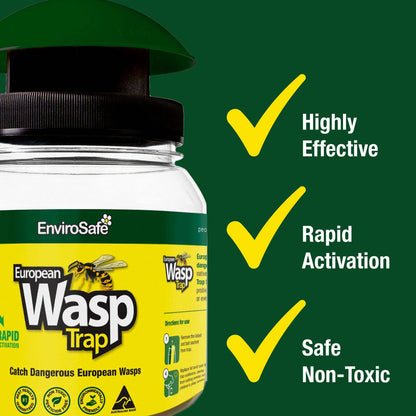 Envirosafe European Wasp Trap - Non-Toxic, Rapid Activation, Outdoor Use