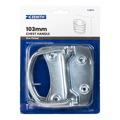 Zenith 103mm Zinc Plated Chest Handle 2 Pcs - Durable, Corrosion Resistant, Easy Install