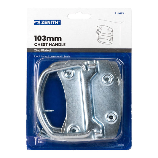 Zenith 103mm Zinc Plated Chest Handle 2 Pcs - Durable, Corrosion Resistant, Easy Install