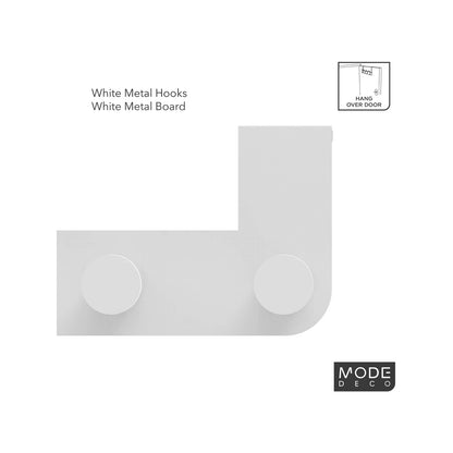 MODE 6 White Over Door Hook Hanger, Metal, 6 Hooks, No Permanent Fixing