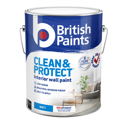 British Paints Black Matt Interior Paint 10L - Wipeable, Low Odour, 8 Year Mould Guarantee