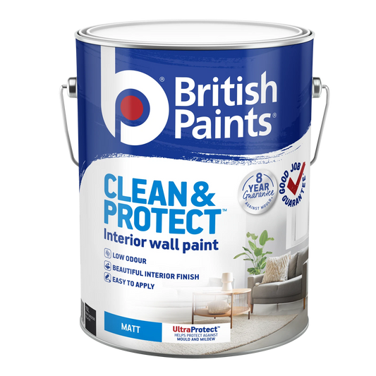 British Paints Black Matt Interior Paint 10L - Wipeable, Low Odour, 8 Year Mould Guarantee