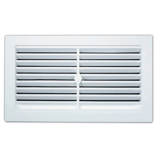 Haron 245x145mm Snap-In Wall Vent, White Plastic, Mesh Backing, Easy Installation