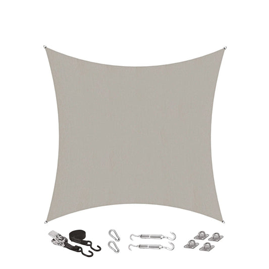 Coolaroo 5.4x5.4m Square Shell Shade Sail Kit - UV Protection, Heavy-Duty, 15-Year Warranty