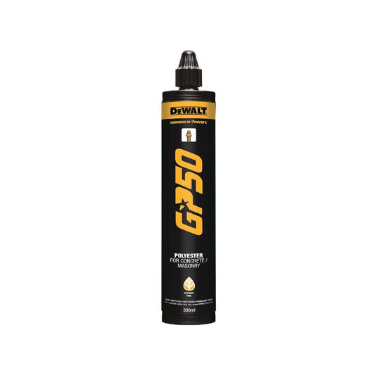 DeWALT 300ml GP50 Polyester Resin for Masonry - Styrene-Free, Quick Cure, Versatile Use