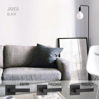 Lemaar Black Javea Entrance Set - Matte Black Finish, C4 6-Pin Cylinder, Easy Install