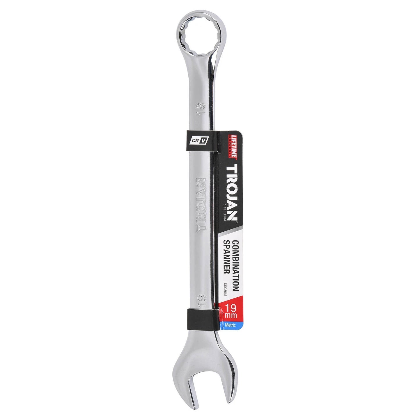 Trojan 19mm Combination Spanner, Chrome Vanadium, 12 Point Ring, Lifetime Warranty