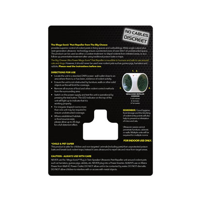 The Big Cheese Mega Sonic Pest Repeller, Ultrasonic, Indoor, Chemical-Free, 60m² Coverage
