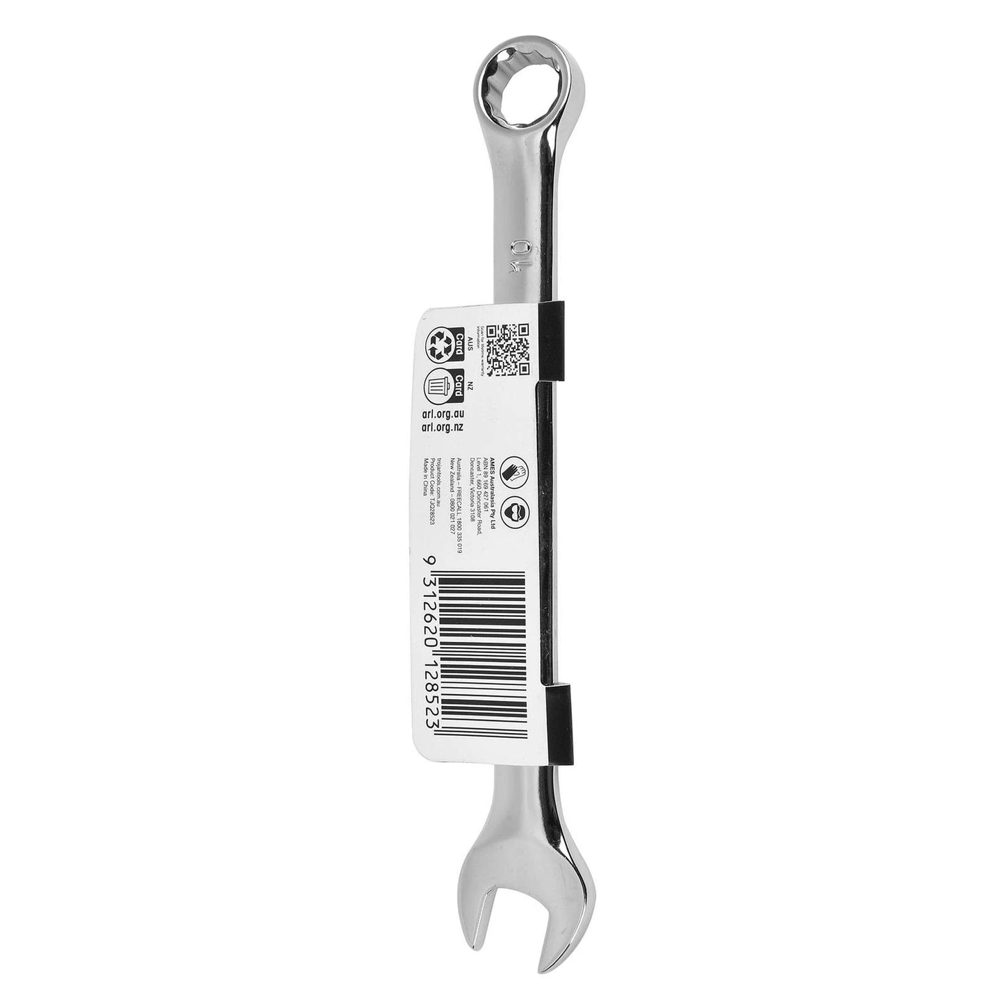 Trojan 10mm Combination Spanner, Chrome Vanadium, 12 Point Ring, Lifetime Warranty