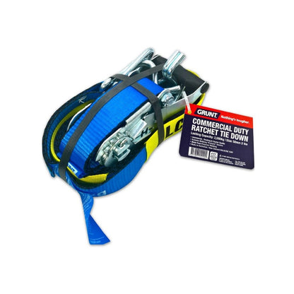 Grunt 50mm x 9m Ratchet Tie Down, 2500kg Capacity, Polyester Webbing