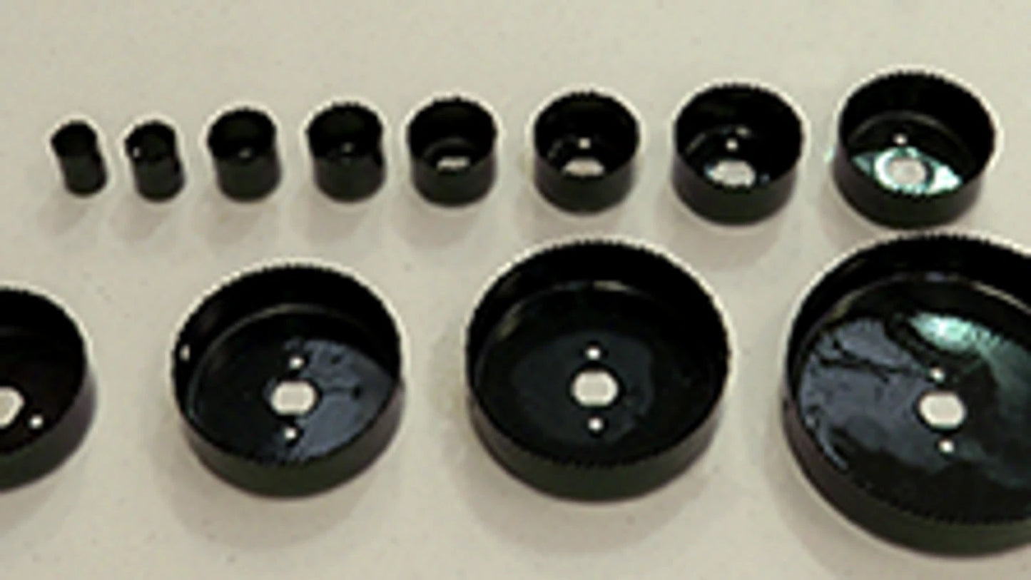 Craftright 16 Piece Carbon Steel Holesaw Set, 12 Sizes, 25mm Depth, Wood & Plastic Cutting