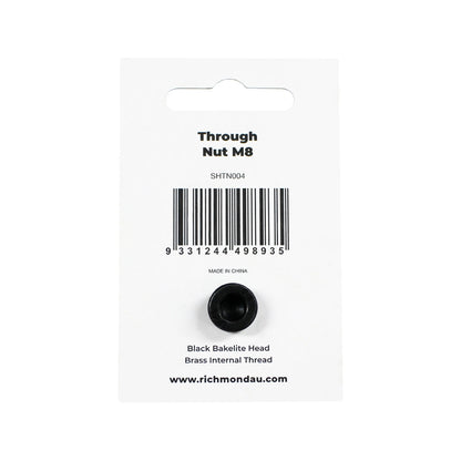 Richmond M8 Through Nut - Black Bakelite Head, Brass Insert, 5-Lobe Design