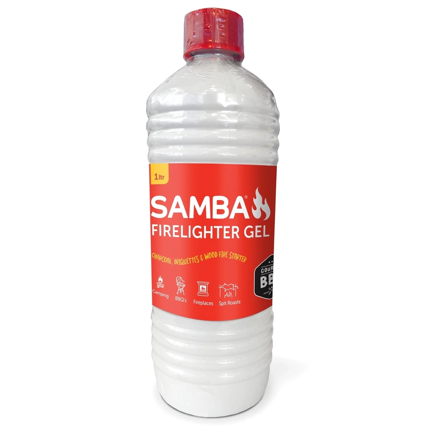 Samba Firelighter Gel 1L - Safe, Spill-Free, Easy Ignition for BBQs & Campfires