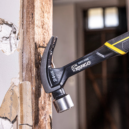 Kango 20oz Anti-Vibe Steel Claw Hammer with Magnetic Nail-Starter and Curved Claw