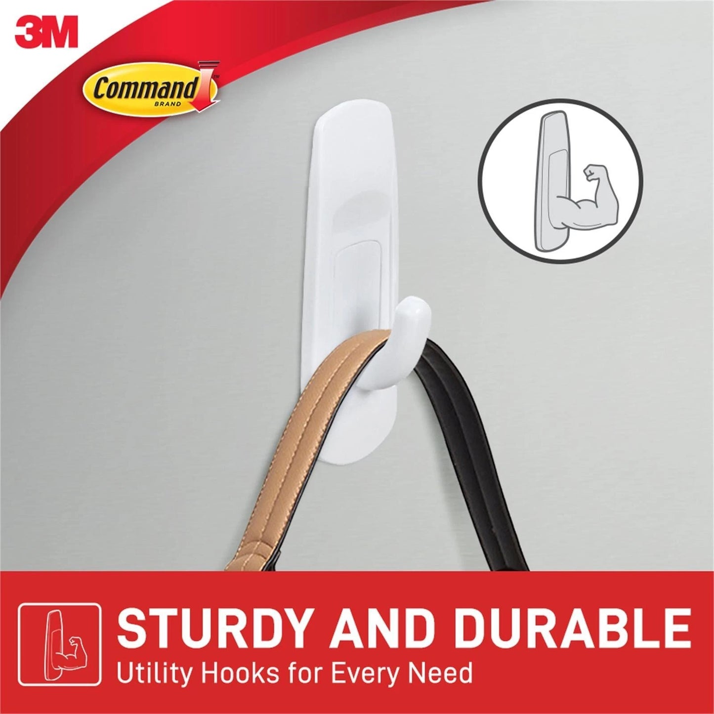 Command Medium White Adhesive Hooks 2 Pack, Damage-Free, 1.3kg Capacity, Reusable
