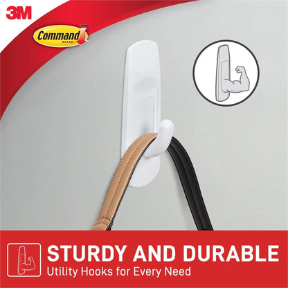 Command Medium White Adhesive Hooks 2 Pack, Damage-Free, 1.3kg Capacity, Reusable