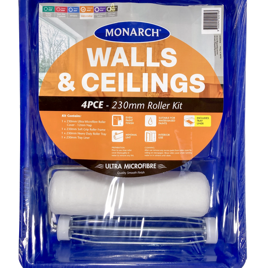 Monarch 230mm Ultra Microfibre Roller Kit 4 Piece Set for Walls & Ceilings