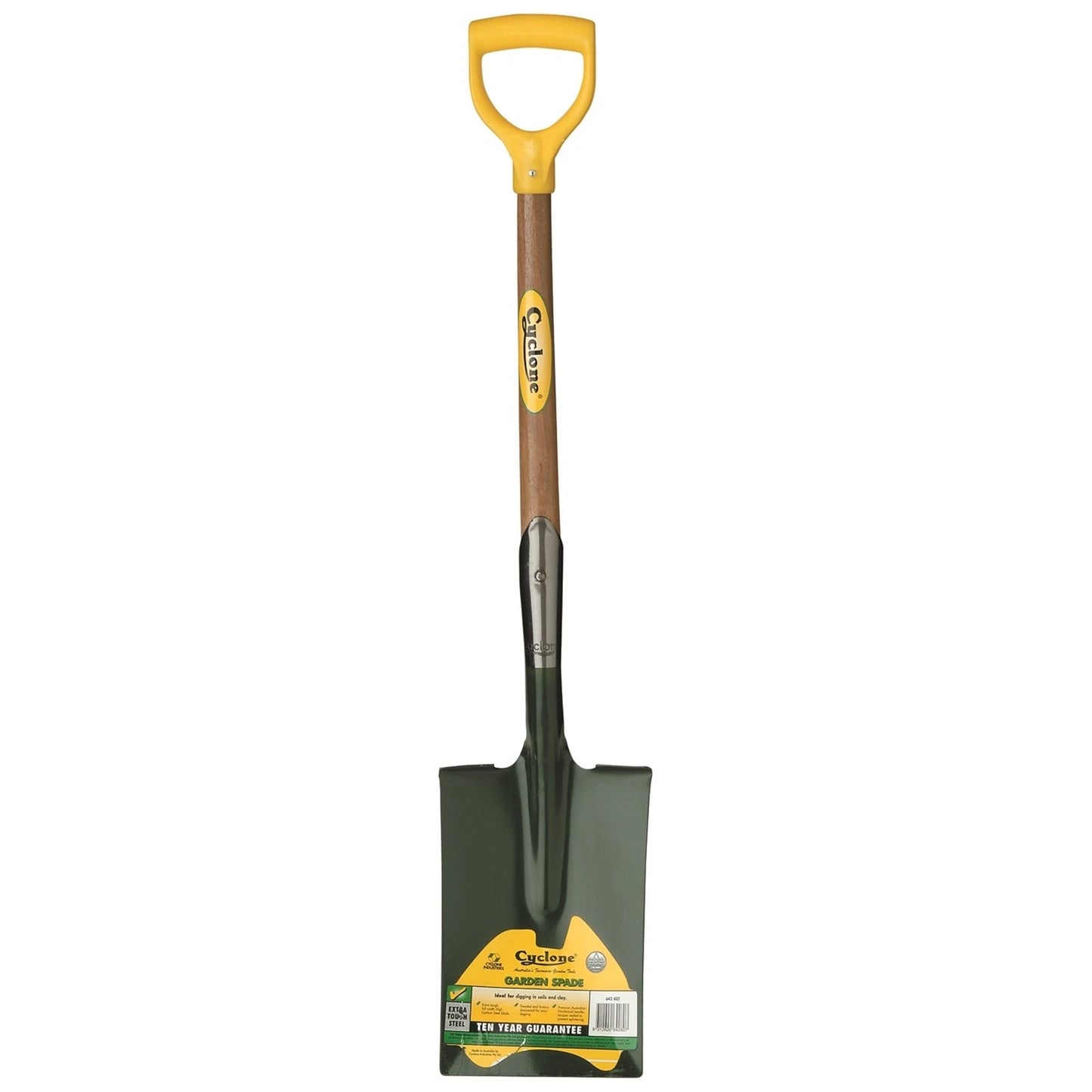 Cyclone PDH Short Handle Garden Spade - Australian Made, Steel Blade, Hardwood Handle