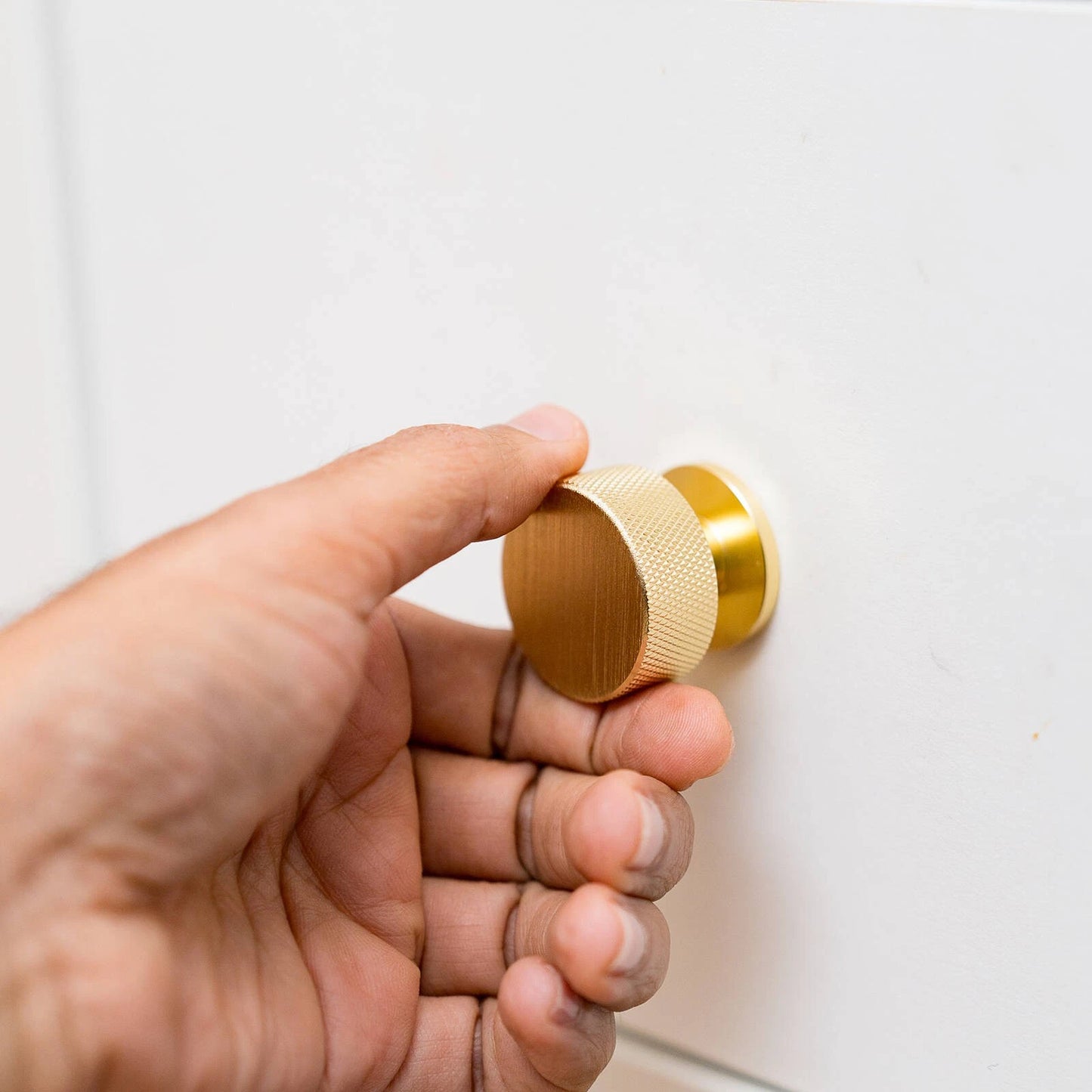 Taskmaster 32.5mm Knurled Brushed Brass Cabinet Knobs 4 Pack - Modern Design, Easy Install