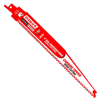 Diablo 9" Carbide Reciprocating Saw Blade for Nail-Embedded Wood, Variable Tooth Design