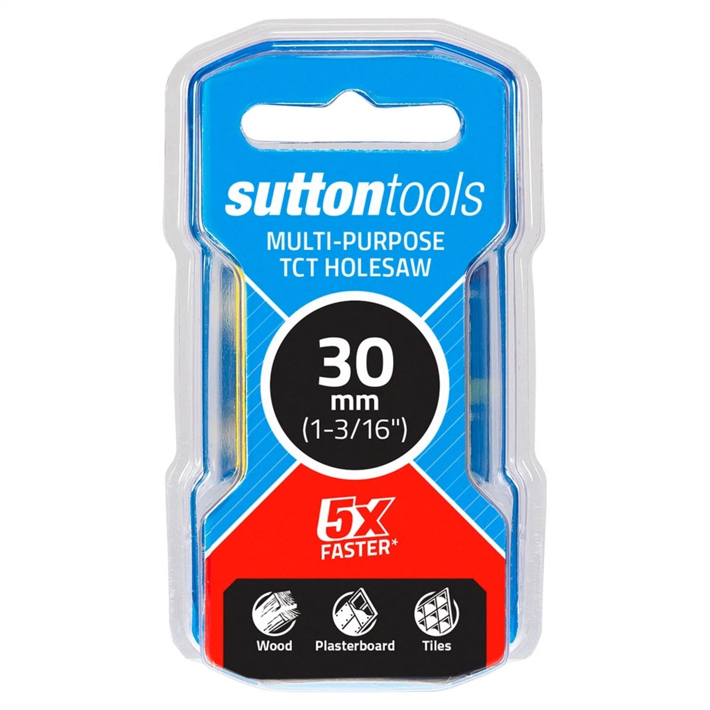 Sutton Tools 30mm TCT Multi-Purpose Holesaw, Tungsten Carbide Tip, Deep Cut-Outs