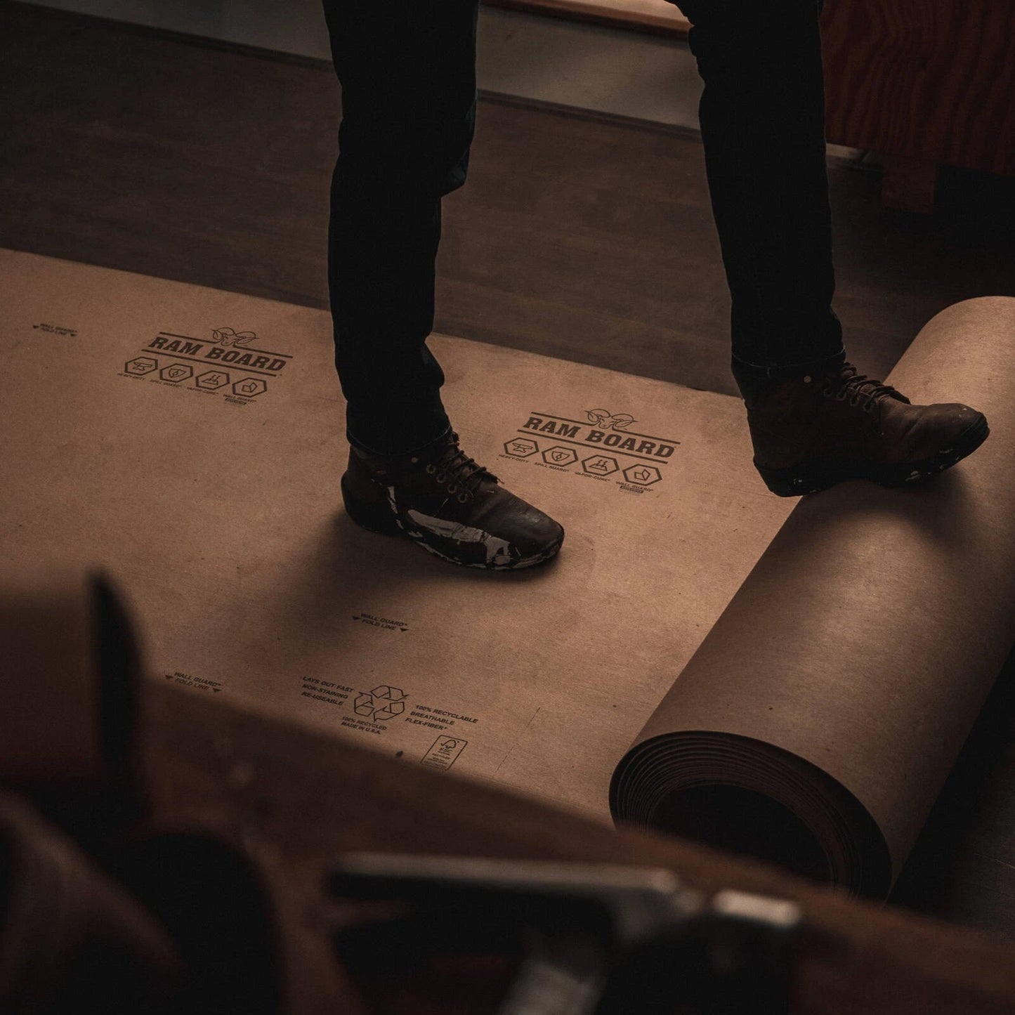 Ramboard Heavy-Duty Temporary Floor Protection 965mm x 30.48m - Reusable, Spill Guard™