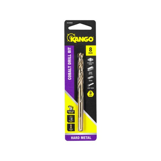Kango 8mm Cobalt Drill Bit - Versatile, Durable, 135° Split Point, 4-Cut Design