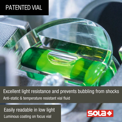 SOLA Spirit Level 120cm - Patented Vial, Aluminum, 30-Year Guarantee