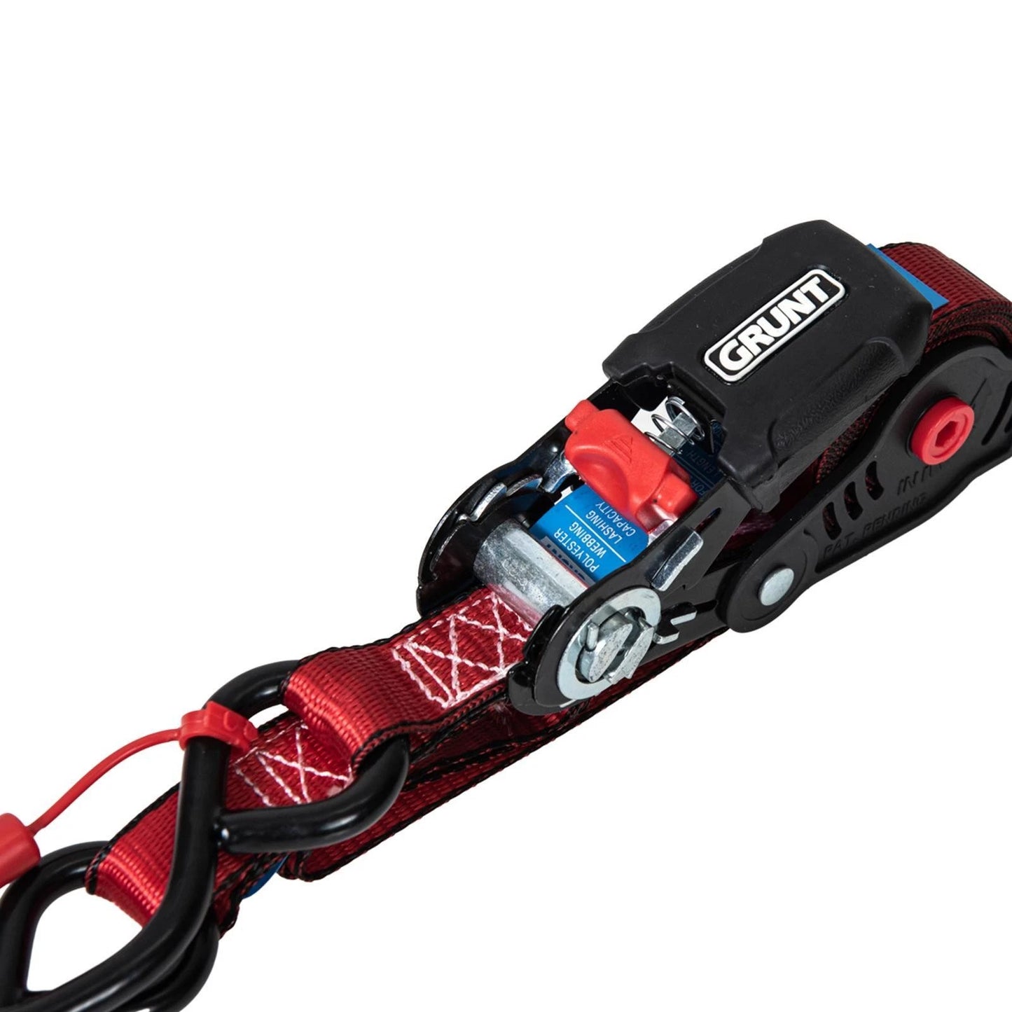 Grunt Retractable Tie Down Ratchet 25mm x 3.5m 2 Pcs - UV Safe, Coated 'S' Hook