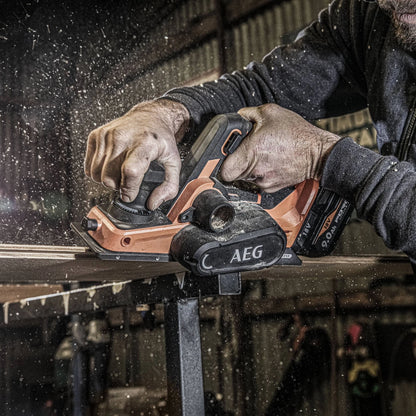 AEG 18V Brushless Planer 82mm - Precision, Adjustable Chamfer, Dual Dust Ejection