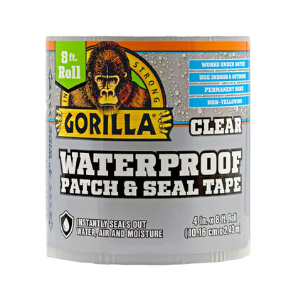 Gorilla 2.4m Clear Waterproof Patch & Seal Tape, UV Resistant, Indoor/Outdoor Use