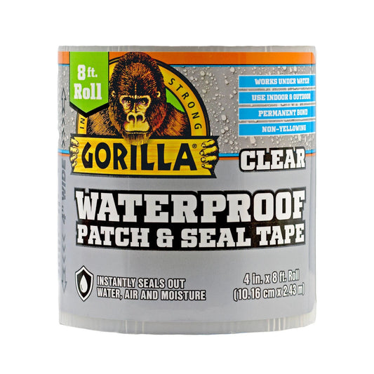 Gorilla 2.4m Clear Waterproof Patch & Seal Tape, UV Resistant, Indoor/Outdoor Use