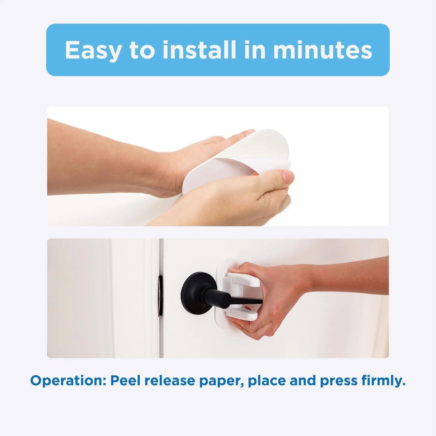 Perma Child Safety Door Lever Lock 2 Pack, No Tools Needed, Easy One-Hand Operation, White