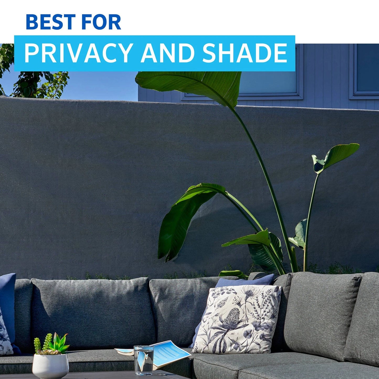 Coolaroo Blackslate Privacy Shade Cloth 1.83x3m 90% UV Block, Reversible, 10-Year Warranty