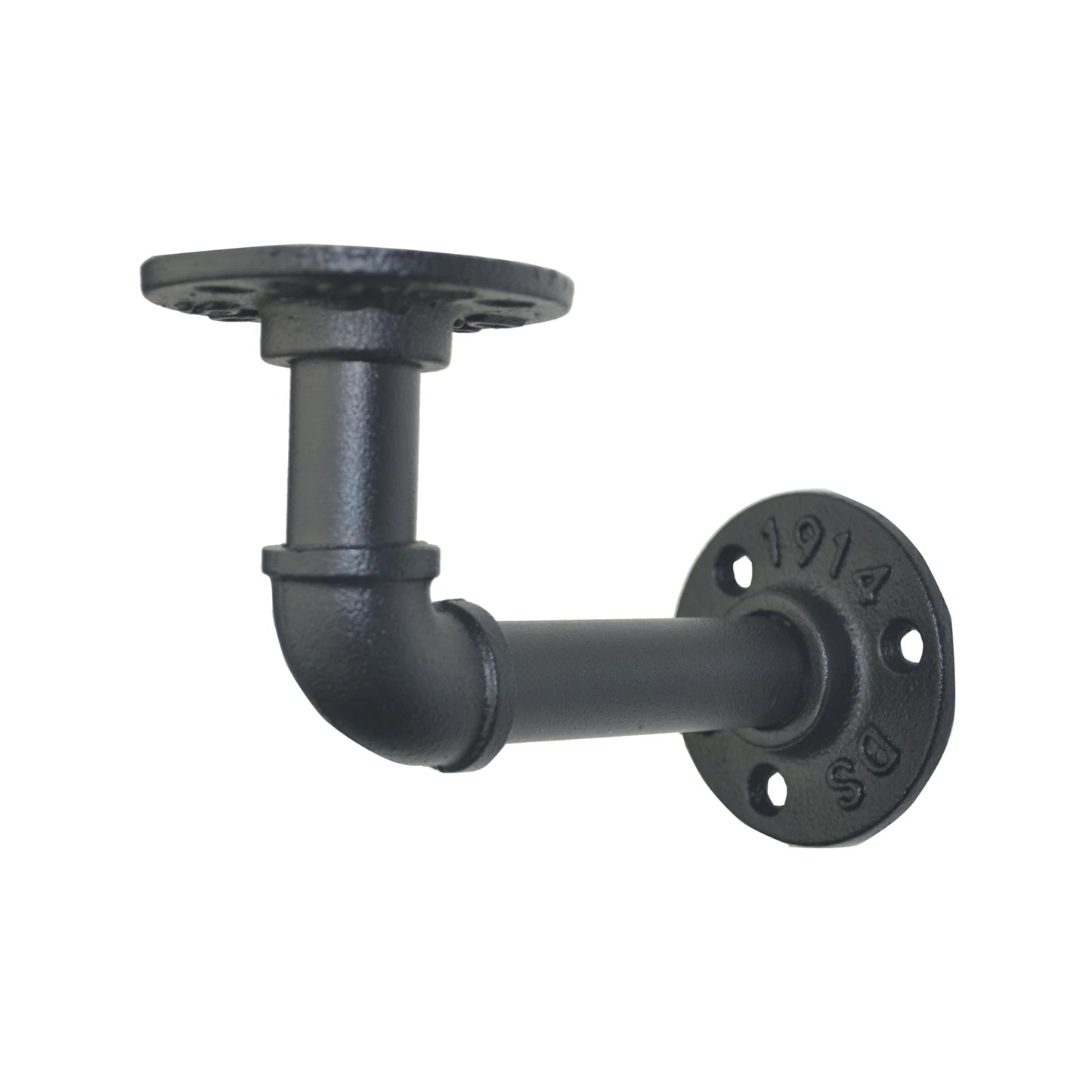Carinya Curved Pipe Shelf Bracket 70x25mm, Steel, Black Finish, Easy Install, Industrial Style