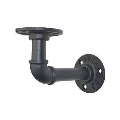Carinya Curved Pipe Shelf Bracket 70x25mm, Steel, Black Finish, Easy Install, Industrial Style